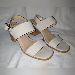 Shein Vegan Leather Open-Toe Ankle Strap Stacked Block Heels Size 8.5